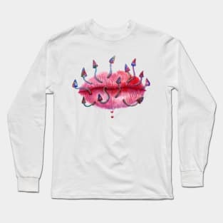 Watercolor mushroom lips Long Sleeve T-Shirt